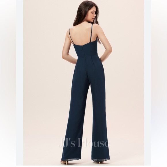 JJ House V Neck Floor Length Chiffon Jumpsuit New with Tag Size 14 - Picture 3 of 8